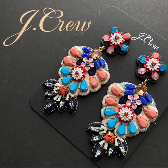 J. Crew Embroidered leather-backed earrings - Picture 2 of 8